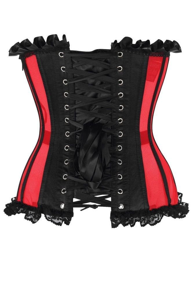 Top Drawer Steel Boned Red/Black Mesh Underwire Bustier Corset
