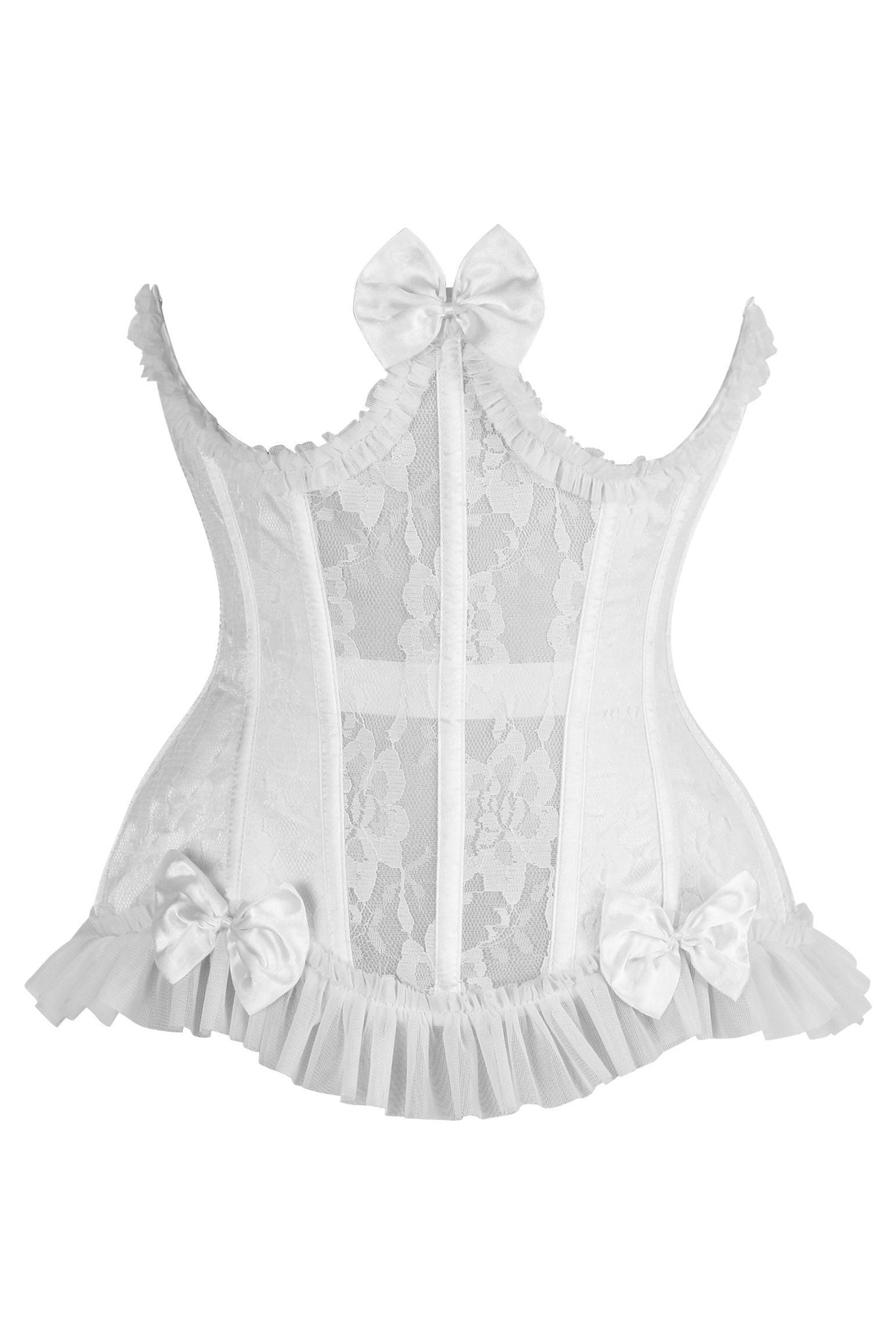 Top Drawer Steel Boned White Lace Underwire Burlesque Underbust Corset Cincher