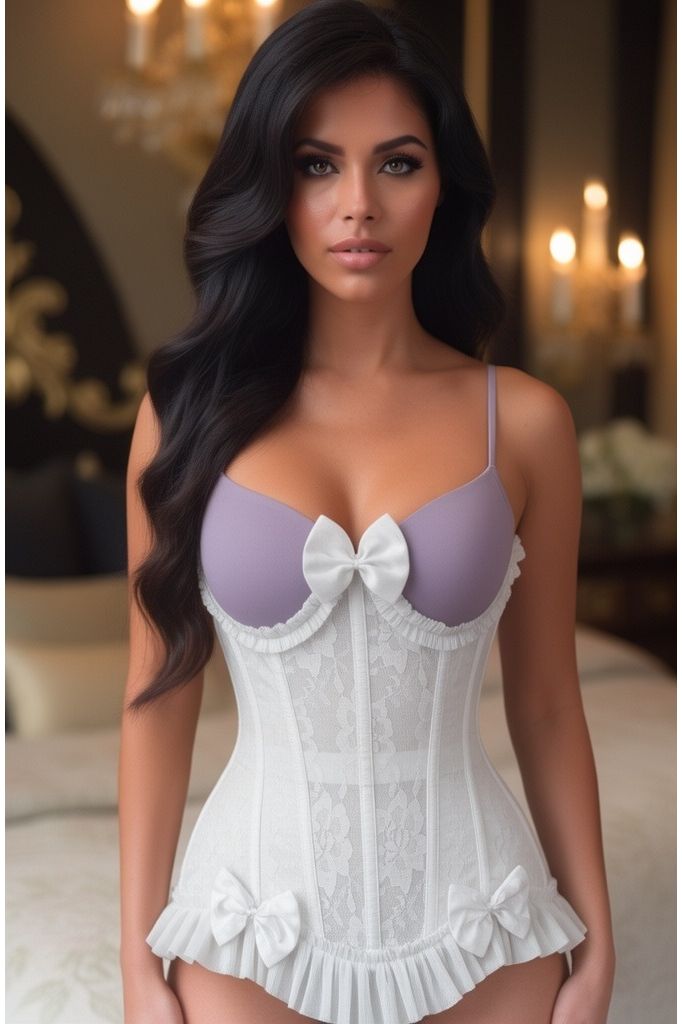 Top Drawer Steel Boned White Lace Underwire Burlesque Underbust Corset Cincher