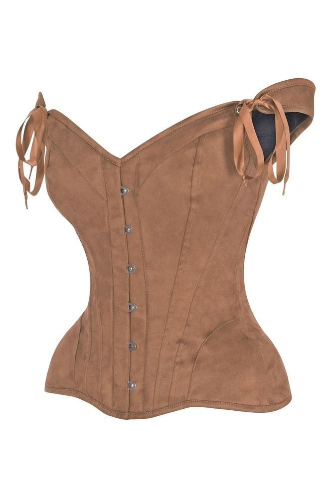 Top Drawer Tan Suede Steel Boned Corset w/Straps