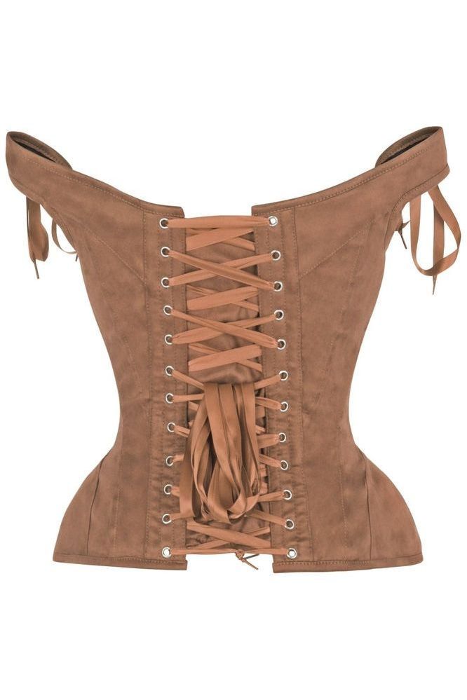 Top Drawer Tan Suede Steel Boned Corset w/Straps