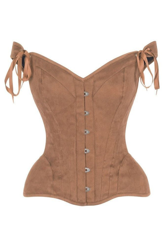 Top Drawer Tan Suede Steel Boned Corset w/Straps