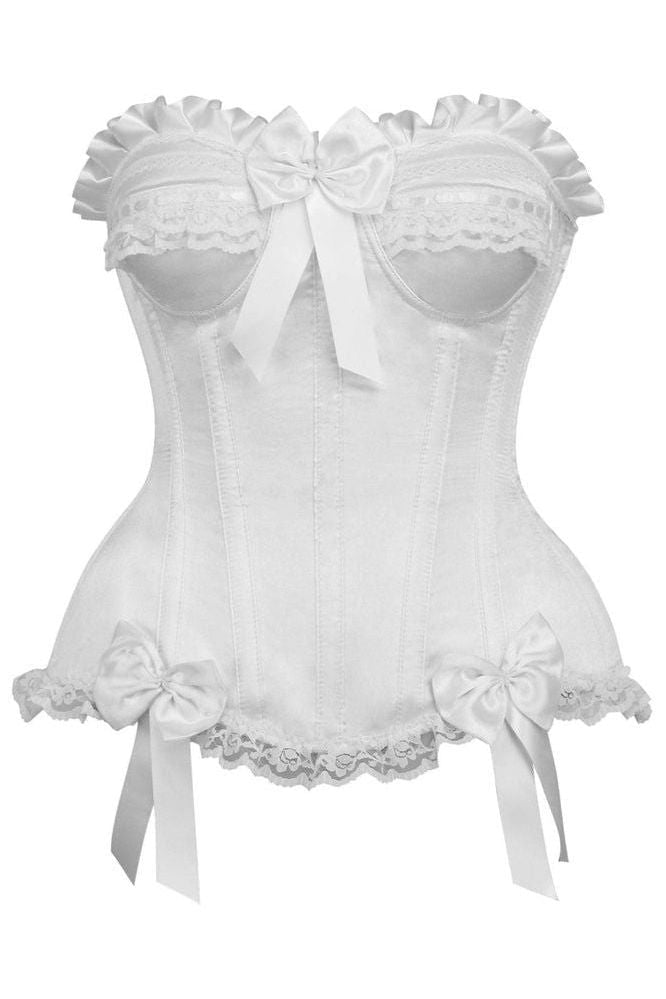 Top Drawer White Satin Steel Boned Burlesque Corset