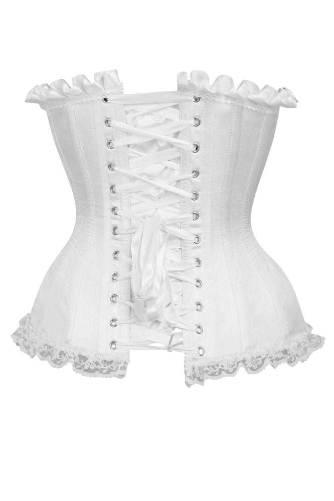 Top Drawer White Satin Steel Boned Burlesque Corset