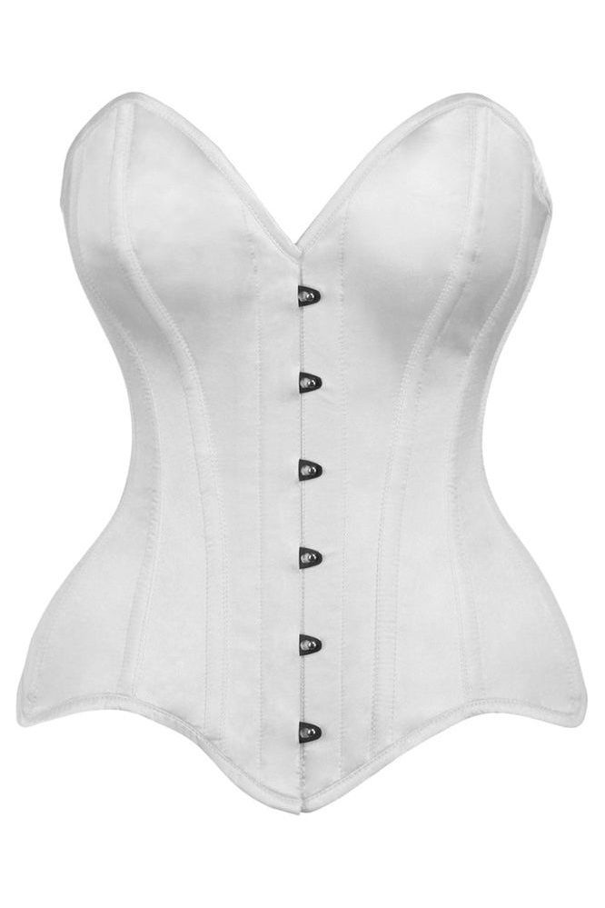 Top Drawer White Satin Steel Boned Overbust Corset