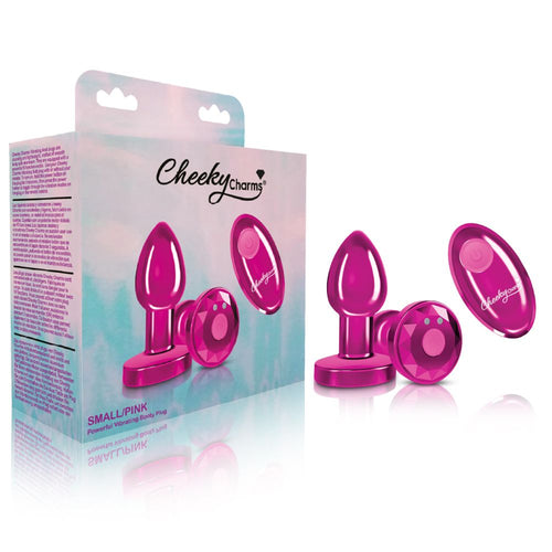 CHEEKY CHARMS VIBRATING METAL PLUG PINK SMALL W/ REMOTE - VBCC9146
