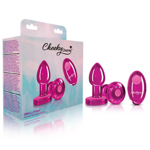 CHEEKY CHARMS VIBRATING METAL PLUG PINK SMALL W/ REMOTE - VBCC9146