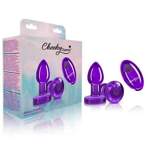 CHEEKY CHARMS VIBRATING METAL PLUG PURPLE SMALL W/ REMOTE - VBCC9148