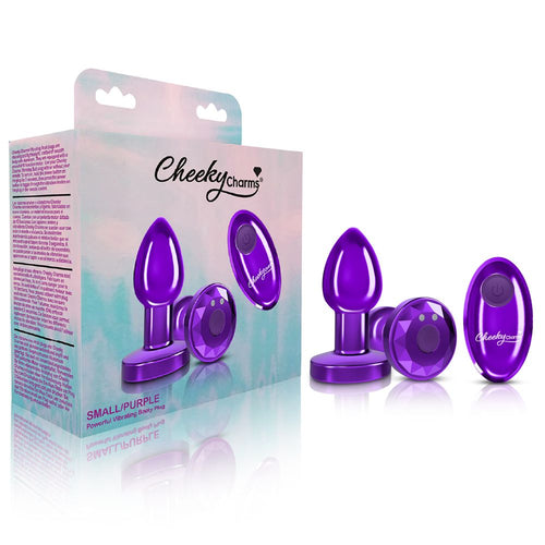 CHEEKY CHARMS VIBRATING METAL PLUG PURPLE SMALL W/ REMOTE - VBCC9148
