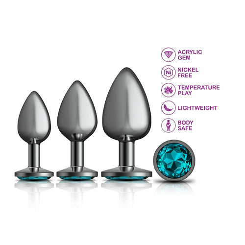 CHEEKY CHARMS METAL PLUG KIT GUNMETAL ROUND TEAL - VBCC9150