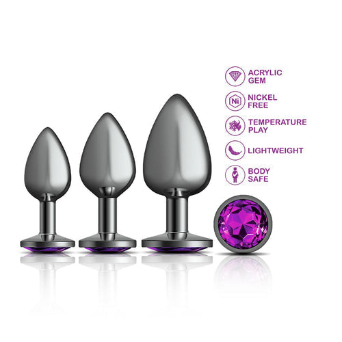 CHEEKY CHARMS METAL PLUG KIT GUNMETAL ROUND DEEP PURPLE - VBCC9151
