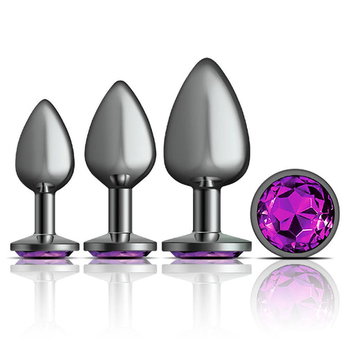 CHEEKY CHARMS METAL PLUG KIT GUNMETAL ROUND DEEP PURPLE - VBCC9151