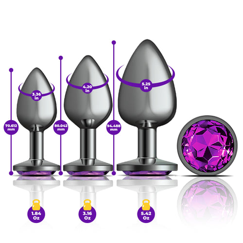 CHEEKY CHARMS METAL PLUG KIT GUNMETAL ROUND DEEP PURPLE - VBCC9151