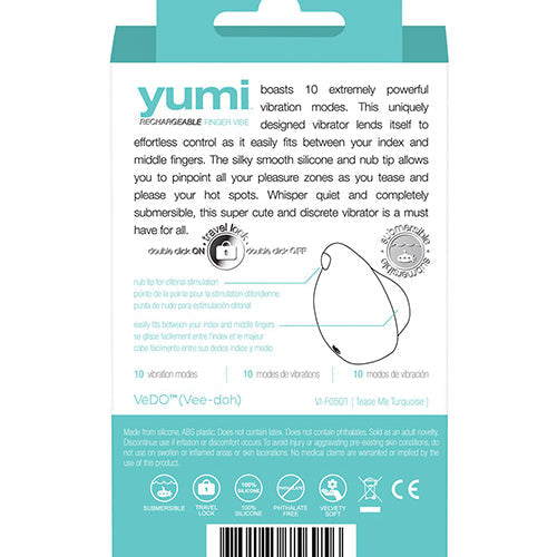 VEDO YUMI RECHARGEABLE VIBE TEASE ME TURQUOISE - VIF0501