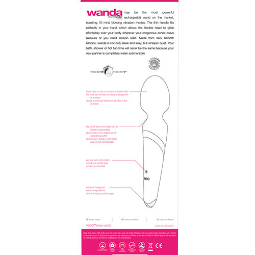 VEDO WANDA RECHARGEABLE WAND VIBE FOXY PINK - VIW0109