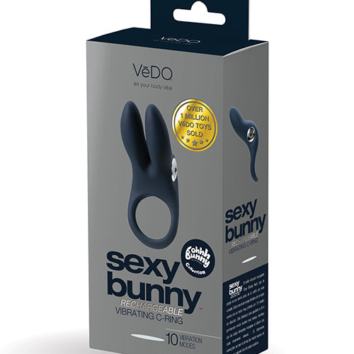 VEDO SEXY BUNNY RECHARGEABLE RING BLACK PEARL - VIBU0804