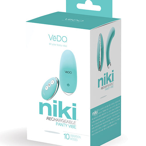 VEDO NIKI RECHARGEABLE PANTY VIBE TEASE ME TURQUOISE - VIP1601