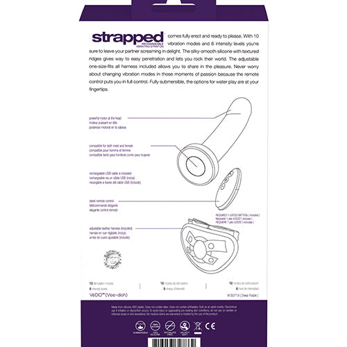 VEDO STRAPPED RECHARGEABLE STRAP ON DEEP PURPLE - VIS0713