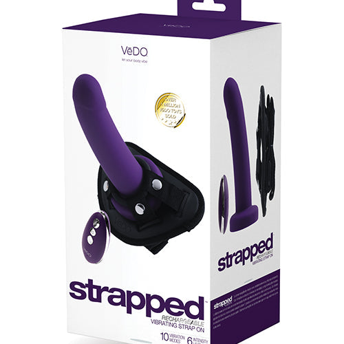 VEDO STRAPPED RECHARGEABLE STRAP ON DEEP PURPLE - VIS0713
