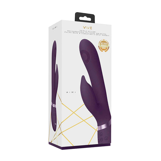 VIVE AIMI RECHARGEABLE SWINGING PULSE-WAVE SILICONE RABBIT VIBRATOR-Pinkfoxxx