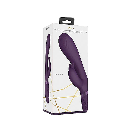VIVE CATO RECHARGEABLE PULSE-WAVE SILICONE RABBIT VIBRATOR-Pinkfoxxx