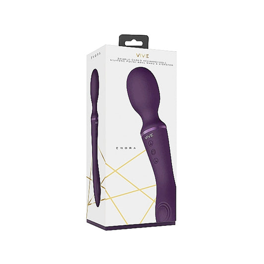 VIVE ENORA RECHARGEABLE DUAL-ENDED SILICONE PULSE-WAVE G-SPOT & WAND VIBRATOR-Pinkfoxxx