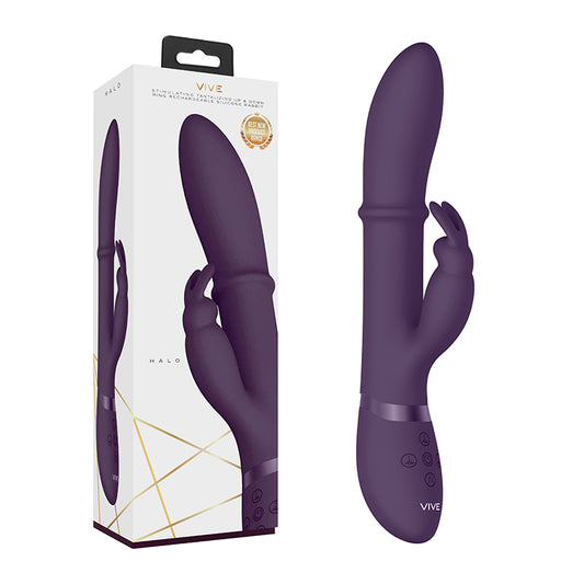 VIVE HALO RECHARGEABLE STIMULATING RING SILICONE RABBIT VIBRATOR-Pinkfoxxx