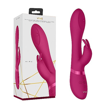 VIVE MIRA RECHARGEABLE 360?? SPINNING SILICONE RABBIT VIBRATOR-Pinkfoxxx