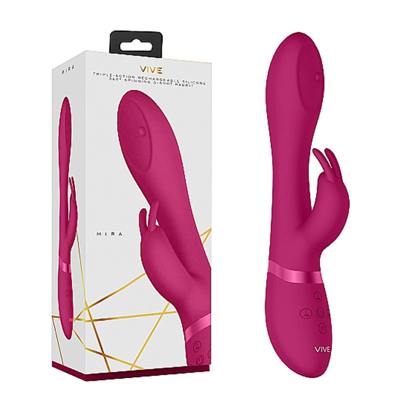 VIVE MIRA RECHARGEABLE 360?? SPINNING SILICONE RABBIT VIBRATOR-Pinkfoxxx