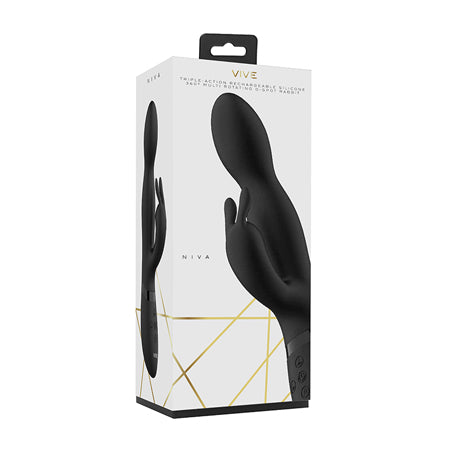 VIVE NIVA RECHARGEABLE 360?? ROTATING SILICONE RABBIT VIBRATOR-Pinkfoxxx