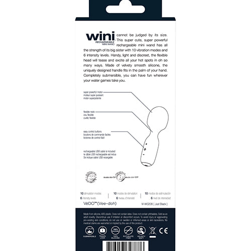 VEDO WINI RECHARGEABLE MINI WAND JUST BLACK - VIW0208