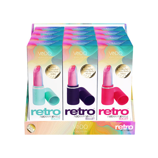 VeDO Retro Rechargeable Bullet Assort 12 Pc Display-Pinkfoxxx