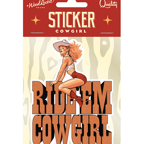 RIDE EM COWGIRL STICKER (NET) - WRSTK001