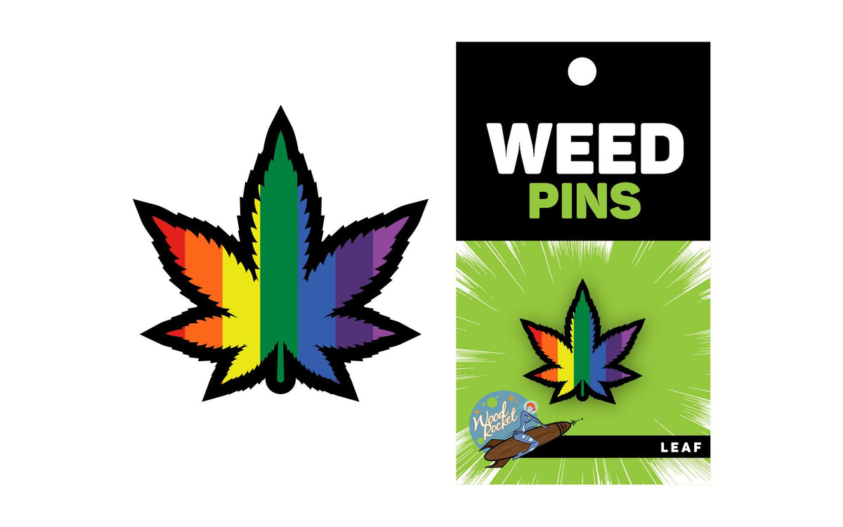 RAINBOW MARIJUANA LEAF PIN (NET) - WREPW004