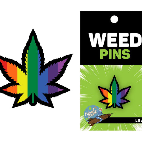 RAINBOW MARIJUANA LEAF PIN (NET) - WREPW004