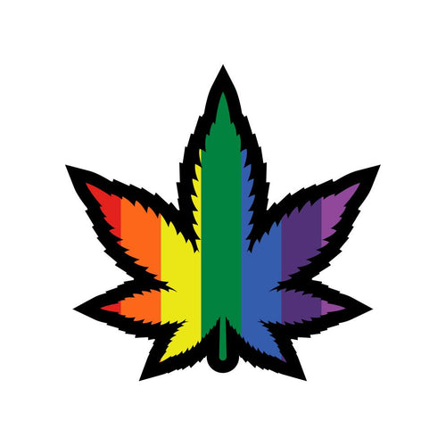 RAINBOW MARIJUANA LEAF PIN (NET) - WREPW004