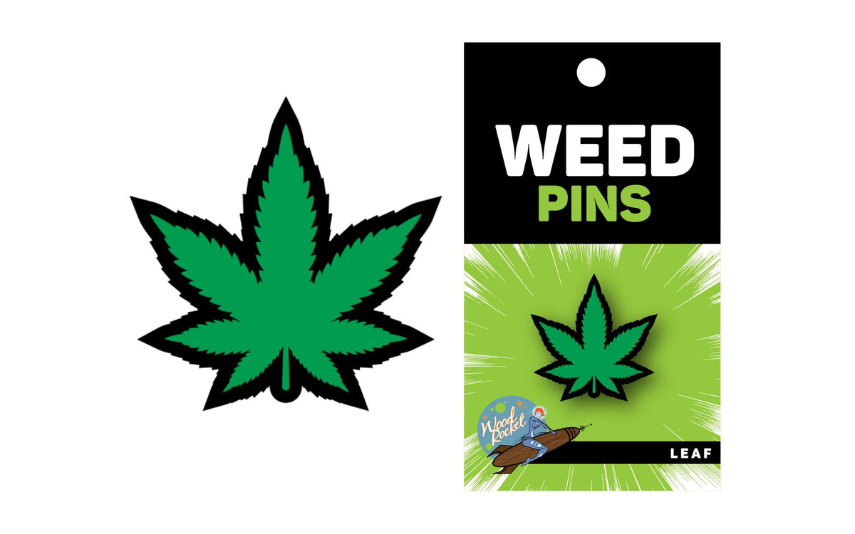 GREEN MARIJUANA LEAF PIN (NET) - WREPW005