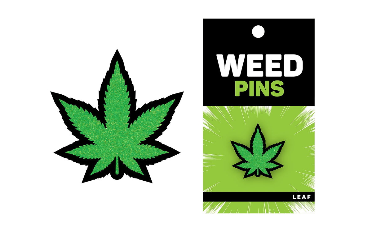 GREEN GLITTER LEAF PIN (NET) - WREPW016