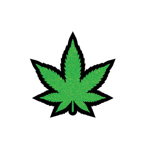 GREEN GLITTER LEAF PIN (NET) - WREPW016