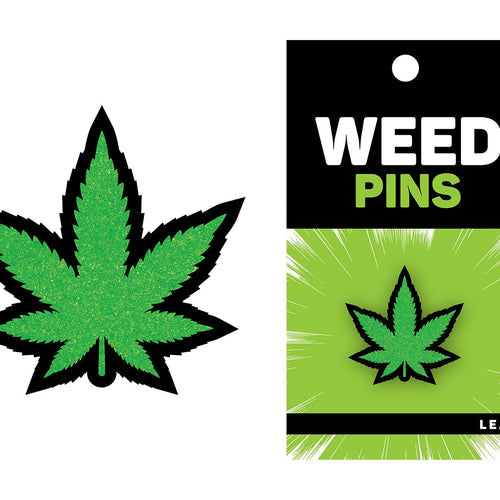 GREEN GLITTER LEAF PIN (NET) - WREPW016