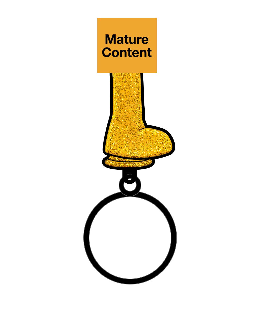 GOLD GLITTER DILDO KEYCHAIN (NET) - WRKEY010