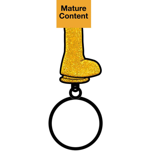 GOLD GLITTER DILDO KEYCHAIN (NET) - WRKEY010