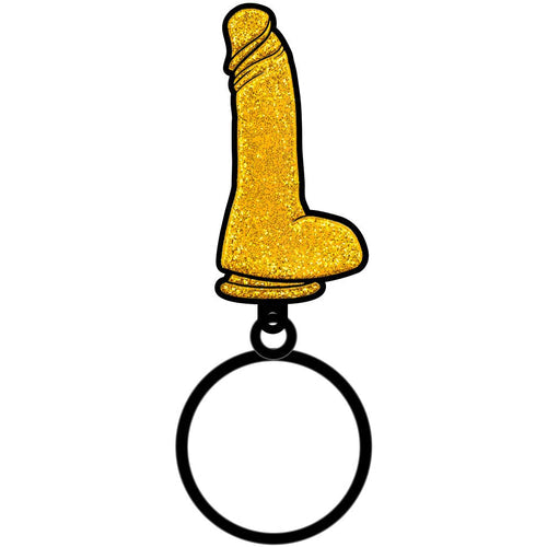 GOLD GLITTER DILDO KEYCHAIN (NET) - WRKEY010