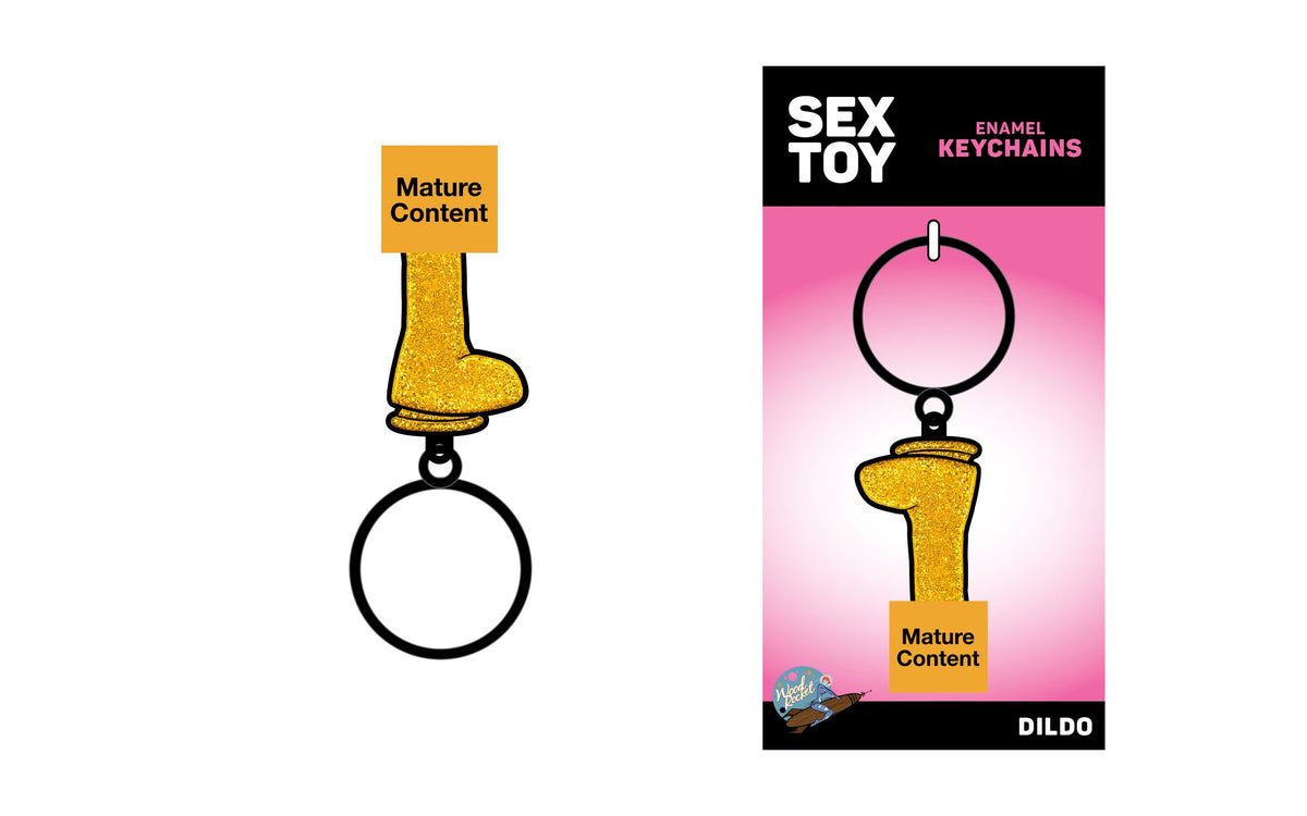 GOLD GLITTER DILDO KEYCHAIN (NET) - WRKEY010