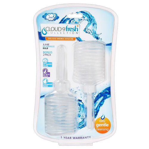 CLOUD 9 FRESH + PORTABLE ANAL ENEMA DOUCHE 3.3 OZ EZ SQUEEZE BULB 2 PACK - WTC100CP