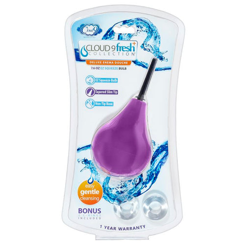 CLOUD 9 FRESH + DELUXE ANAL SOFT TIP ENEMA DOUCHE 7.6 OZ W/ EZ SQUEEZE BULB & 2 C-RINGS - WTC104CP