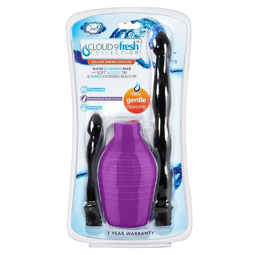 CLOUD 9 FRESH + DELUXE ANAL ENEMA DOUCHE KIT 10.8 OZ EZ SQUEEZE BULB W/ SOFT NOZZLE - WTC113CP