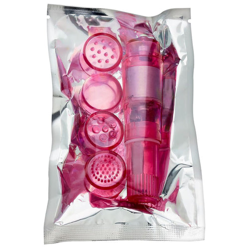 (BULK) CLOUD 9 NOVELTIES MINI MASSAGER POCKET ROCKET PINK W/ 4 ATTACHMENTS - WTC24180