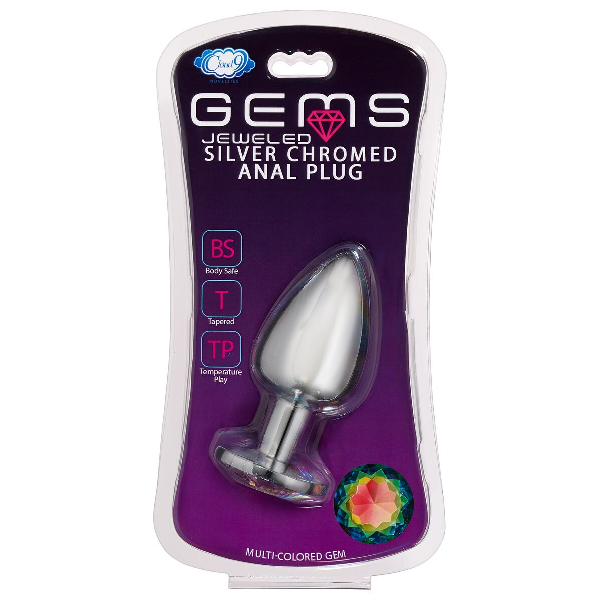 CLOUD 9 GEMS SILVER CHROMED ANAL PLUG LARGE - WTC302
