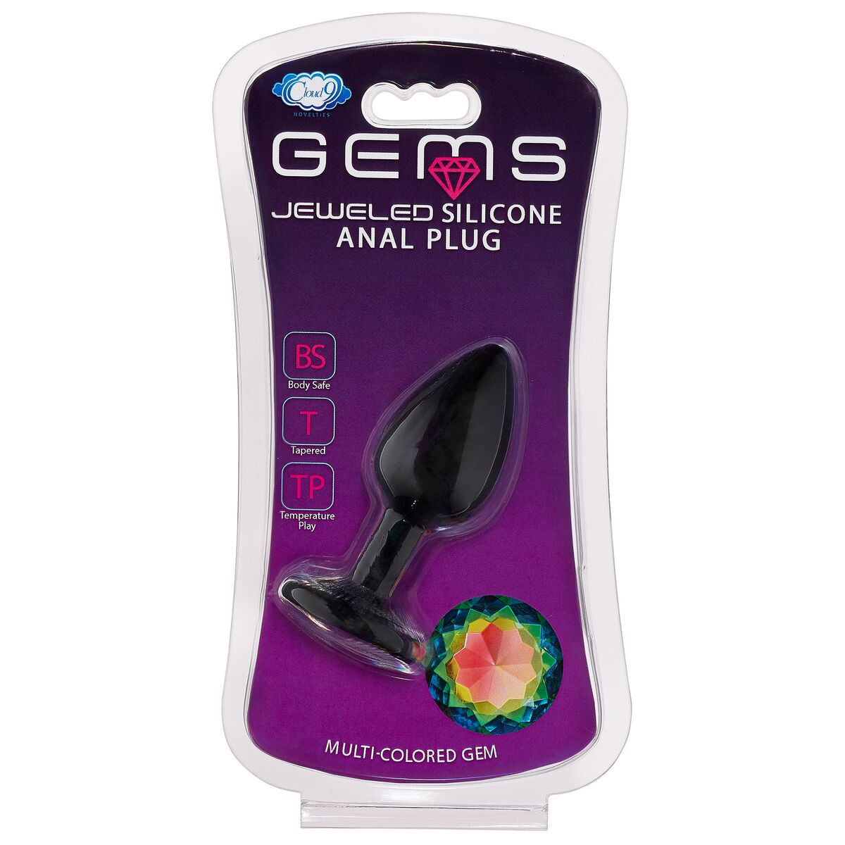 CLOUD 9 GEMS BLACK SILICONE ANAL PLUG SMALL - WTC303